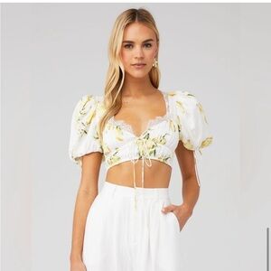 For Love & Lemons Alana Crop Top in Yellow M NWOT